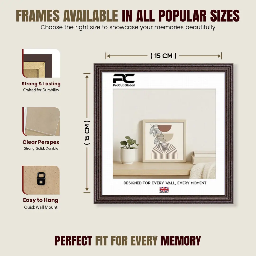 15x15cm Classic Rose Wood Picture Frame - Timeless Wall Display For Family Photos & Artwork thumbnail 4