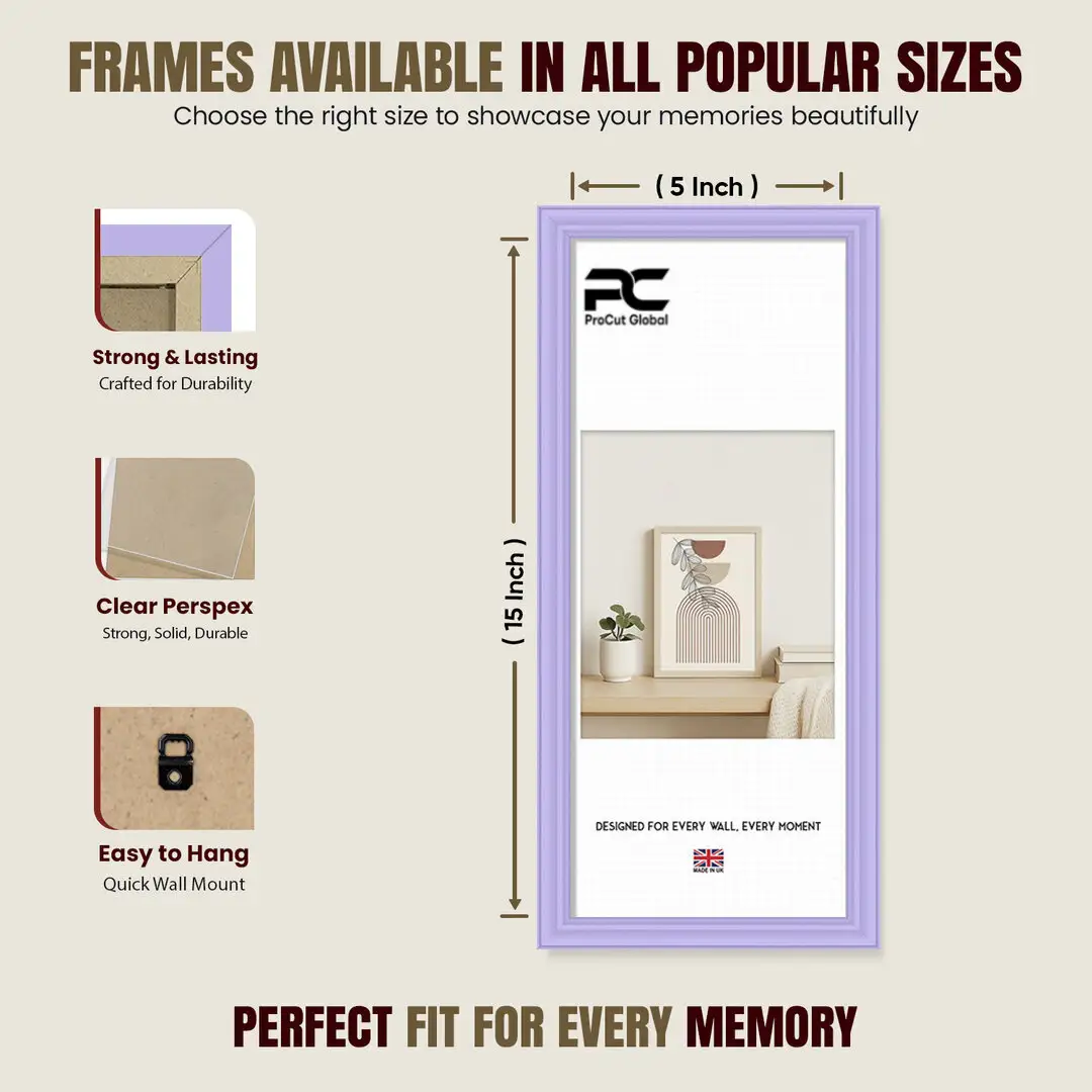 15x5" Classic Purple Picture Frame - Elegant Wall Display For Photos & Artwork thumbnail 4