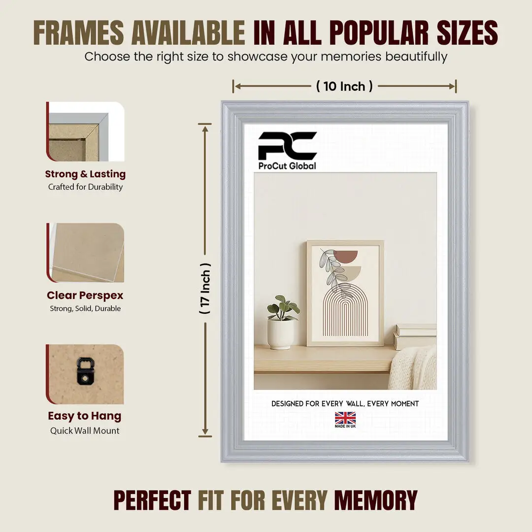 17x10" Classic Silver Picture Frame - Timeless Wall Display For Family Photos & Artwork thumbnail 4