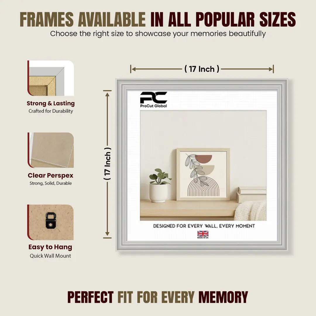 17x17" Classic Light Grey Picture Frame - Elegant Wall Display For Photos & Artwork thumbnail 4
