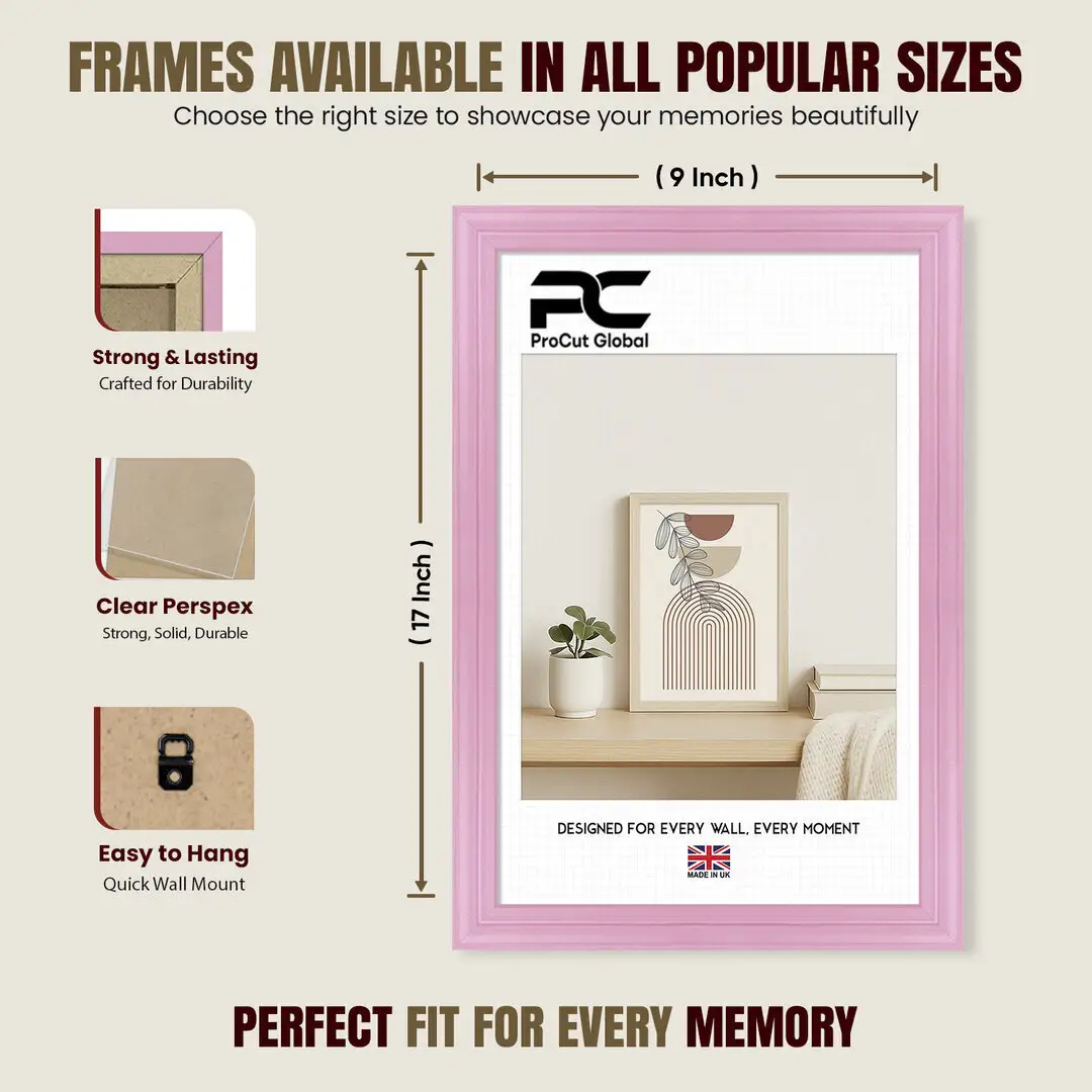 17x9" Classic Pastel Pink Picture Frame - Elegant Wall Display For Photos & Artwork thumbnail 4
