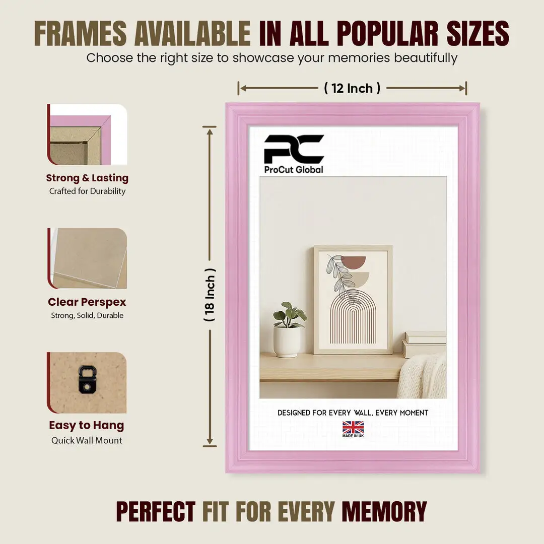 18x12" Classic Pastel Pink Picture Frame - Elegant Wall Display For Photos & Artwork thumbnail 4