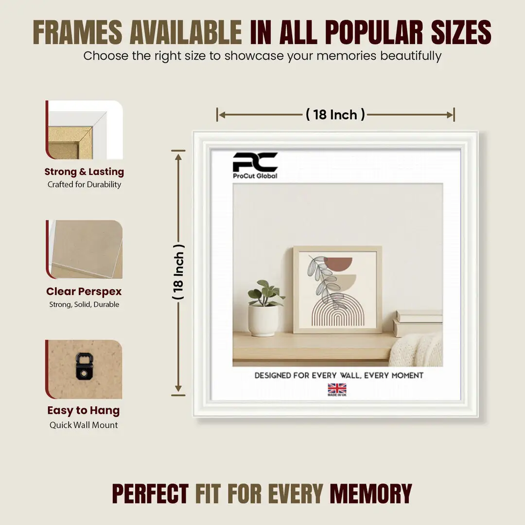 18x18" Classic White Picture Frame - Timeless Wall Display For Family Photos & Artwork thumbnail 4