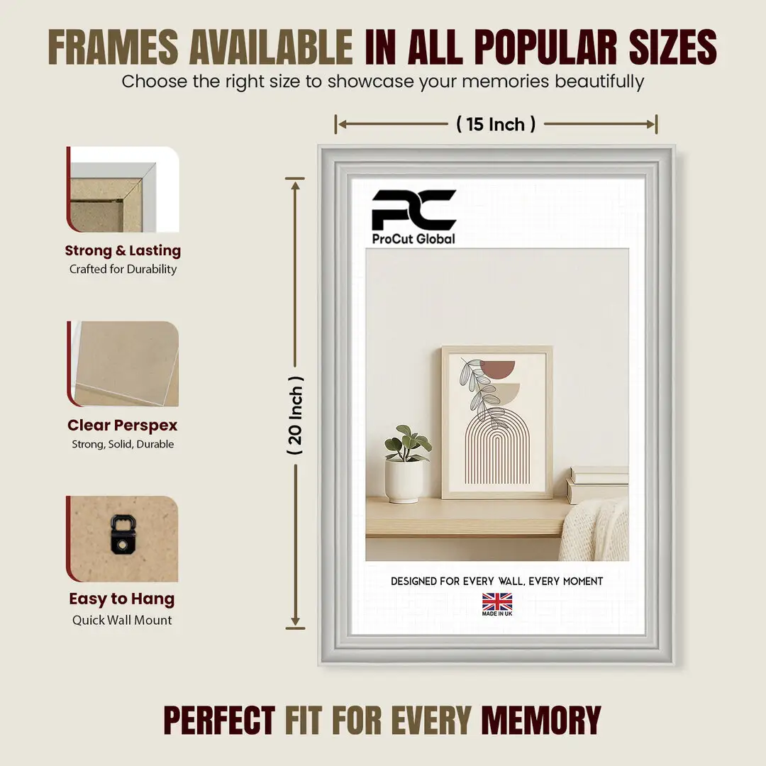 20x15" Classic Light Grey Picture Frame - Elegant Wall Display For Photos & Artwork thumbnail 4
