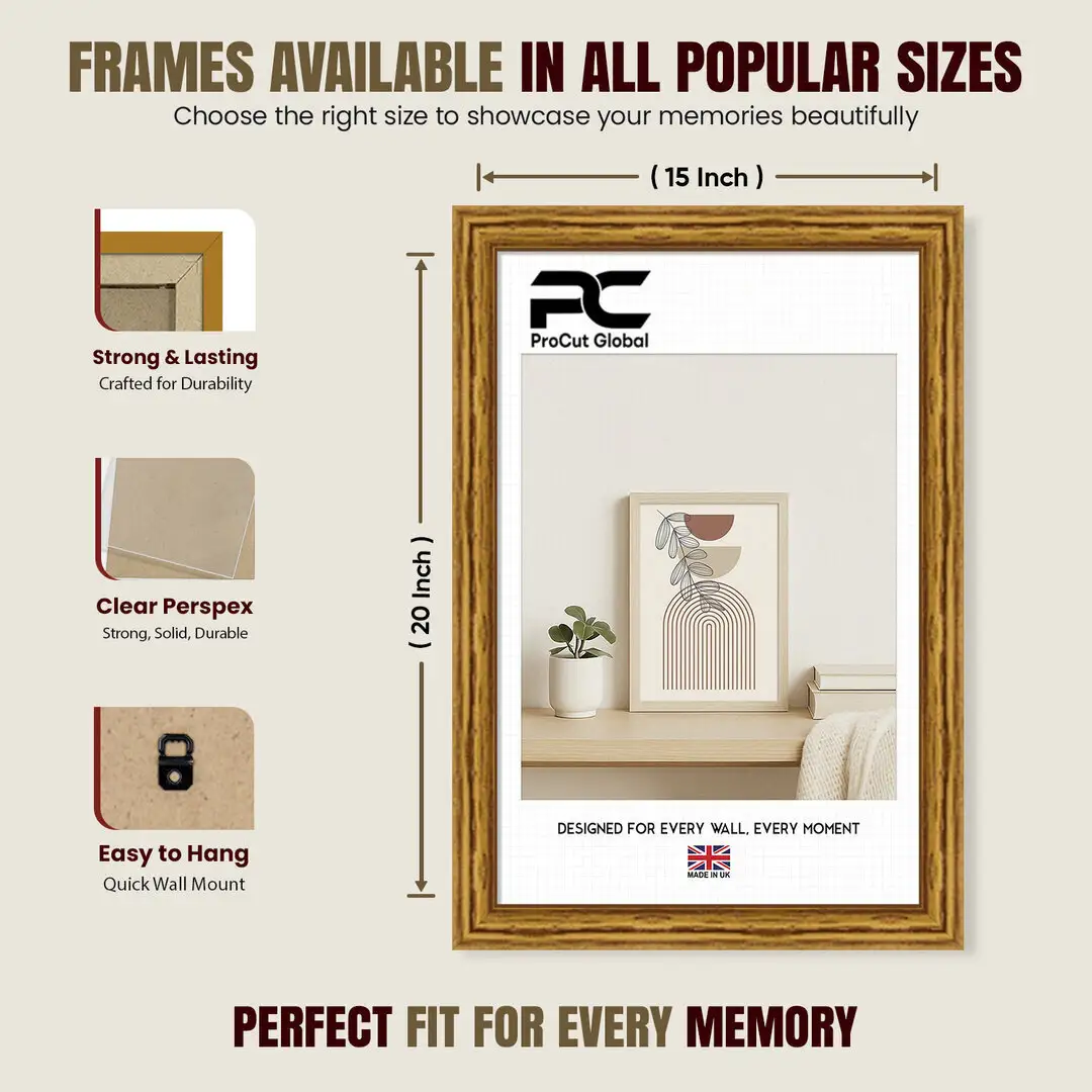 20x15" Classic Oak Picture Frame - Timeless Wall Display For Family Photos & Artwork thumbnail 4