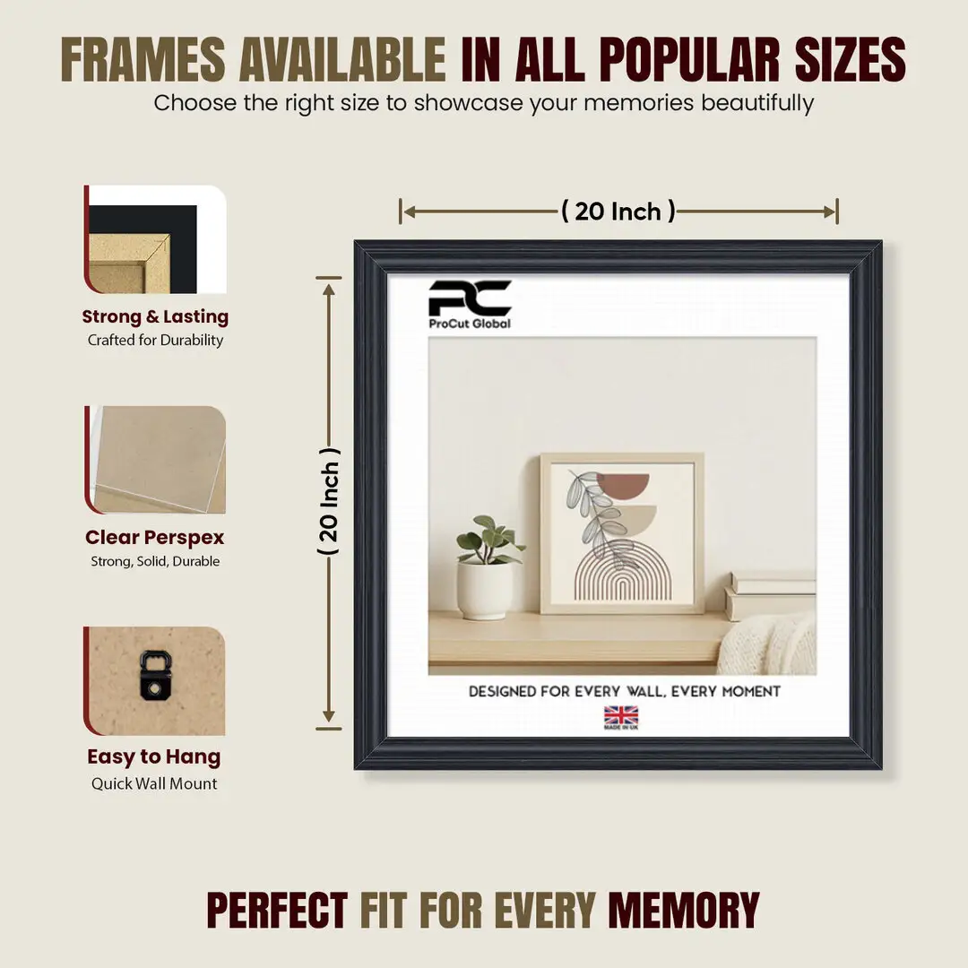 20x20" Classic Black Picture Frame - Timeless Wall Display For Family Photos & Artwork thumbnail 4