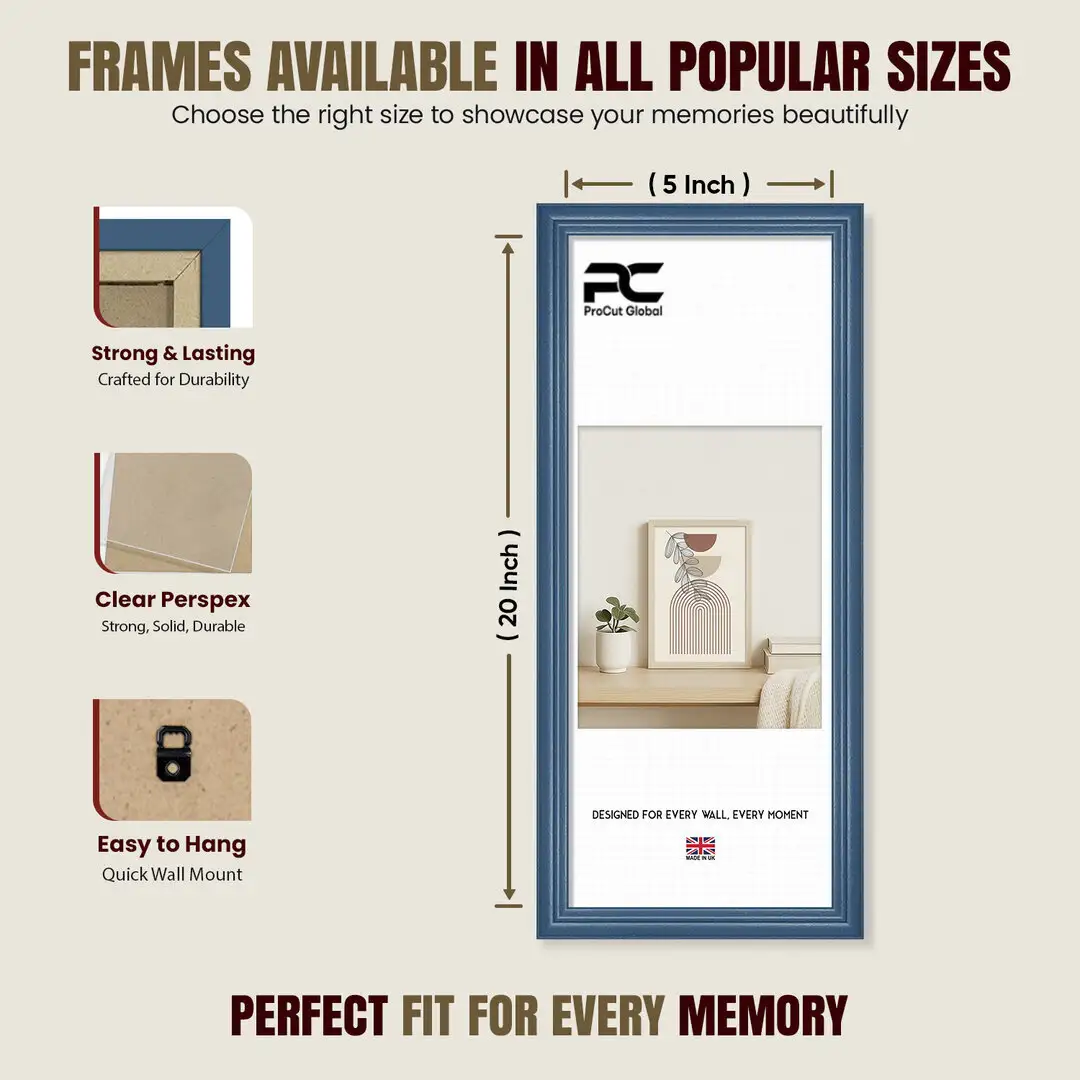 20x5" Classic Navy Blue Picture Frame - Timeless Wall Display For Family Photos & Artwork thumbnail 4