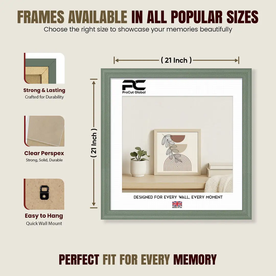21x21" Classic Green Picture Frame - Elegant Wall Display For Photos & Artwork thumbnail 4