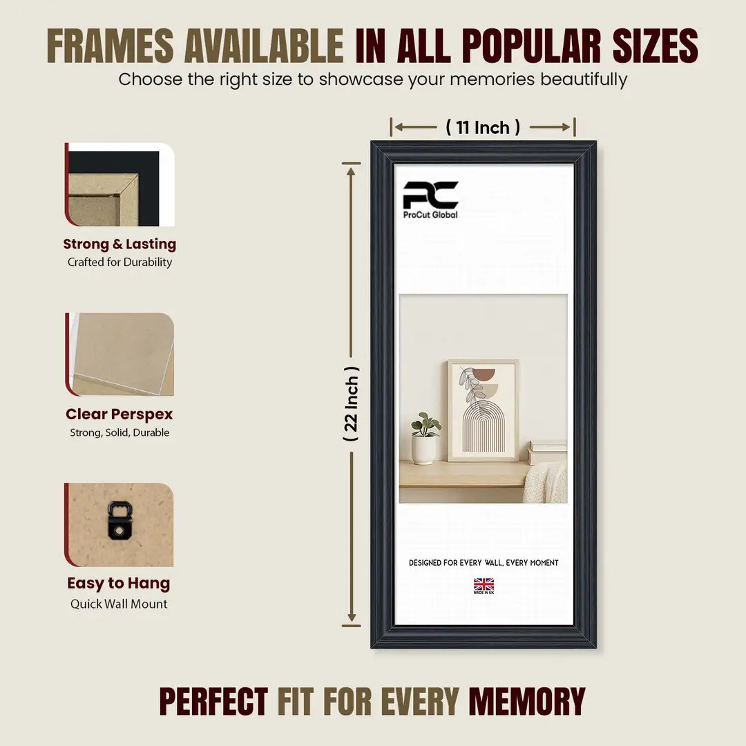 22x11" Classic Black Picture Frame - Elegant Wall Display For Photos & Artwork thumbnail 4