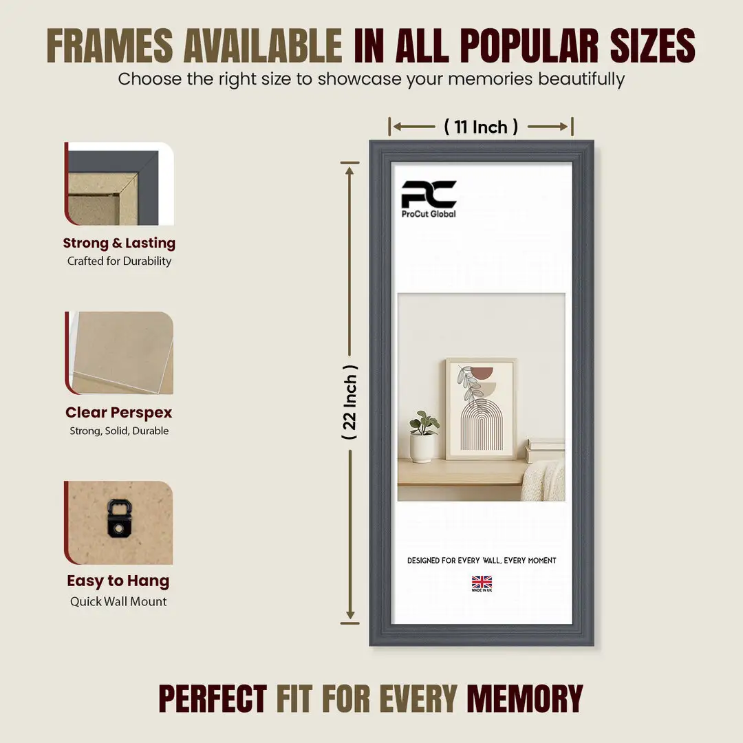 22x11" Classic Dark Grey Picture Frame - Elegant Wall Display For Photos & Artwork thumbnail 4