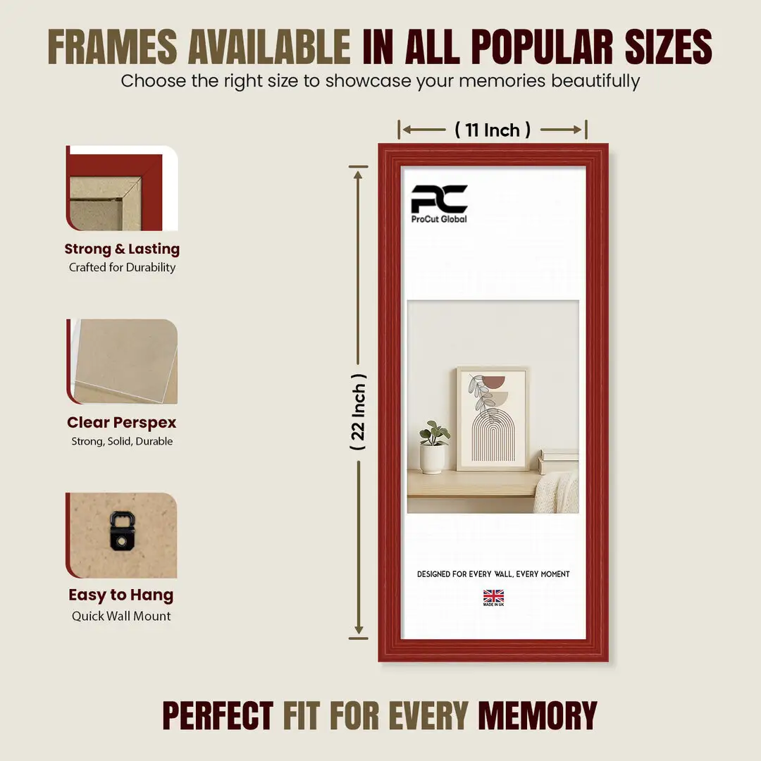 22x11" Classic Red Picture Frame - Elegant Wall Display For Photos & Artwork thumbnail 4