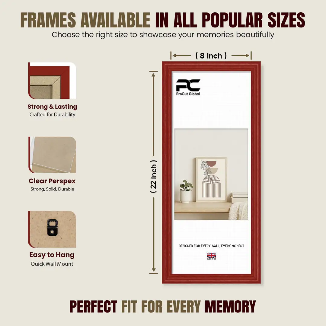 22x8" Classic Red Picture Frame - Elegant Wall Display For Photos & Artwork thumbnail 4