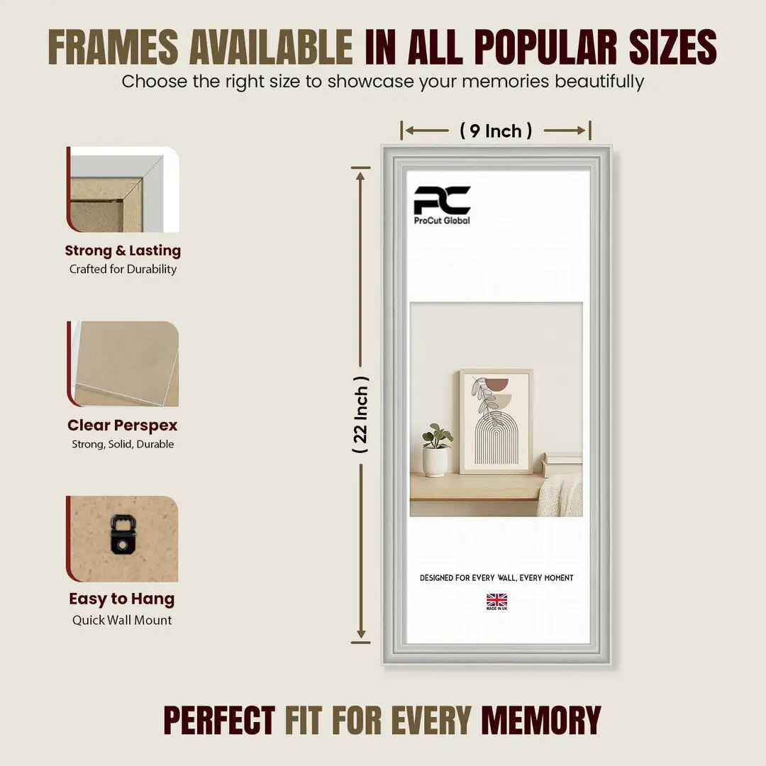 22x9" Classic Light Grey Picture Frame - Timeless Wall Display For Family Photos & Artwork thumbnail 4