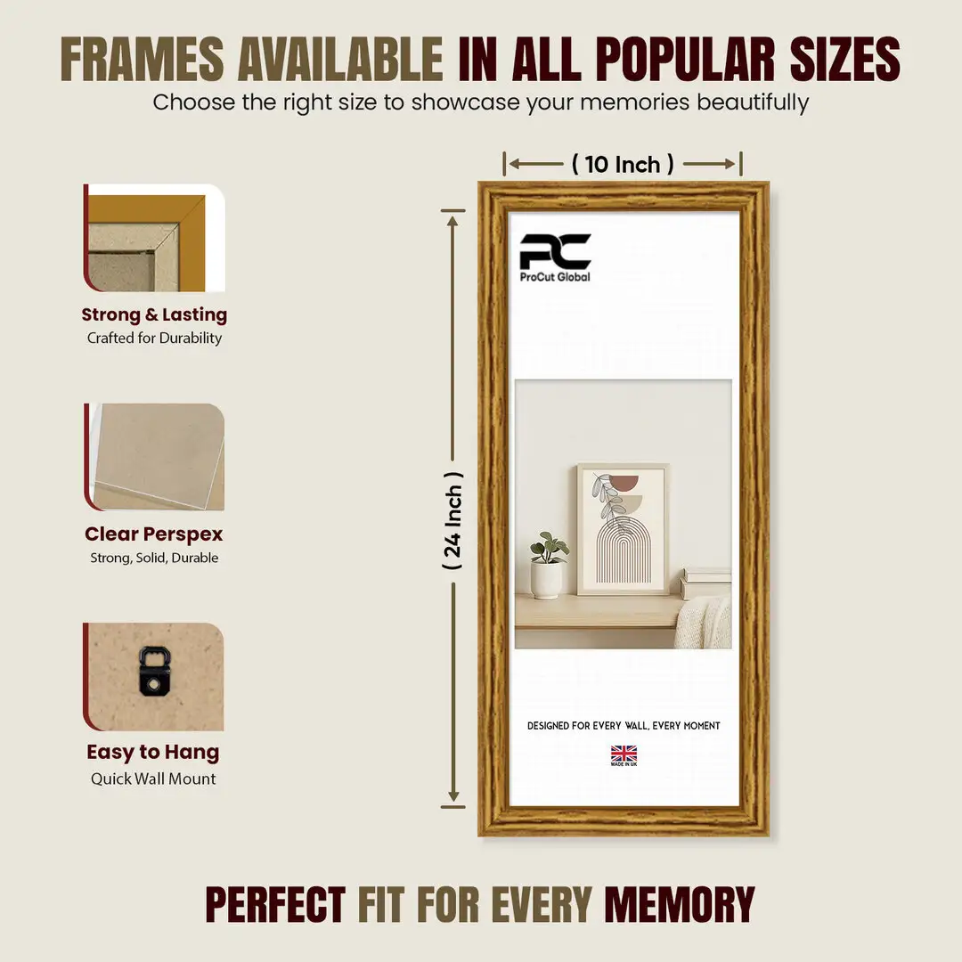 24x10" Classic Oak Picture Frame - Timeless Wall Display For Family Photos & Artwork thumbnail 4