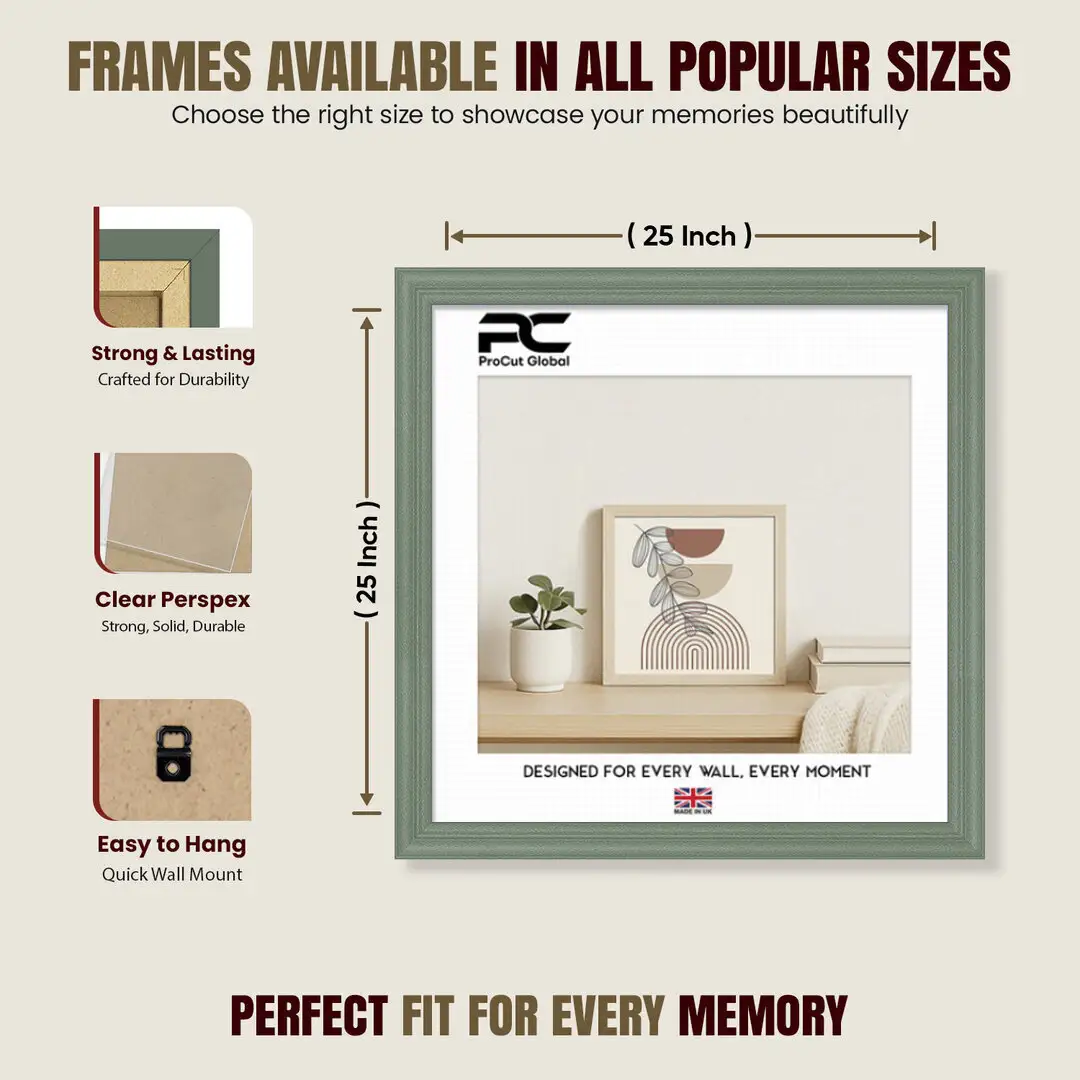 25x25" Classic Green Picture Frame - Elegant Wall Display For Photos & Artwork thumbnail 4