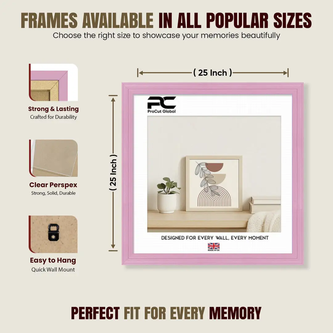 25x25" Classic Pastel Pink Picture Frame - Elegant Wall Display For Photos & Artwork thumbnail 4