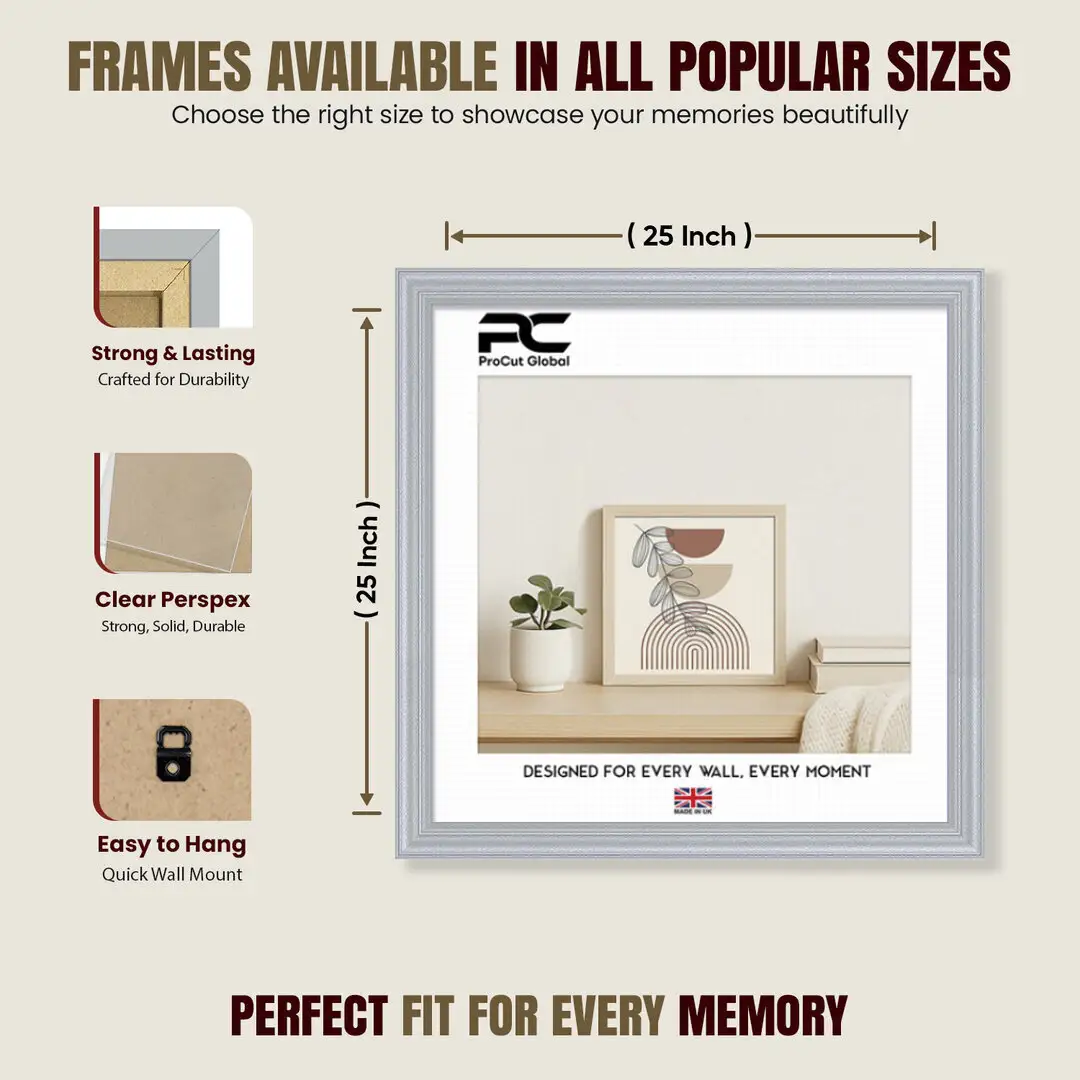 25x25" Classic Silver Picture Frame - Elegant Wall Display For Photos & Artwork thumbnail 4