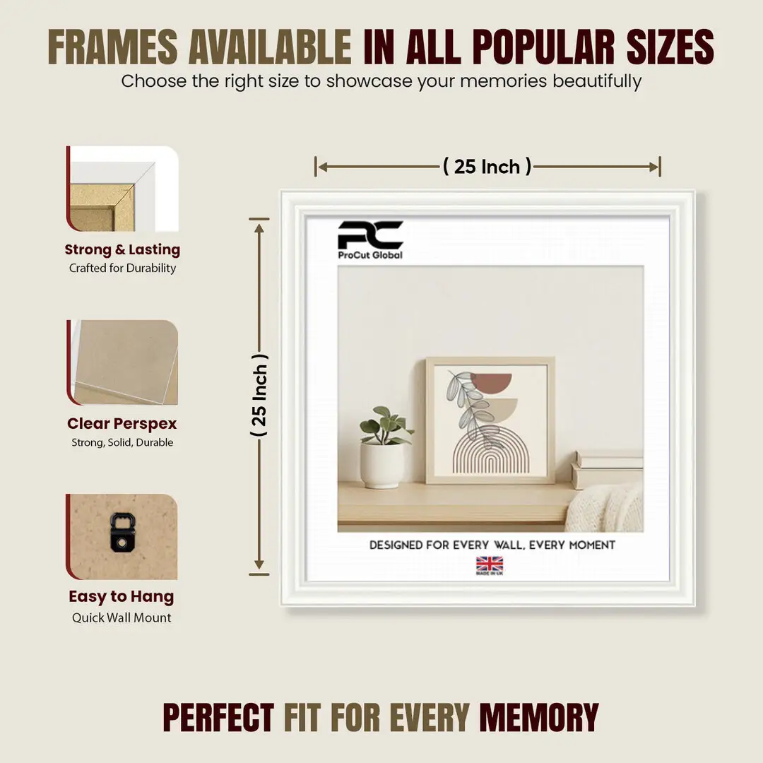 25x25" Classic White Picture Frame - Elegant Wall Display For Photos & Artwork thumbnail 4