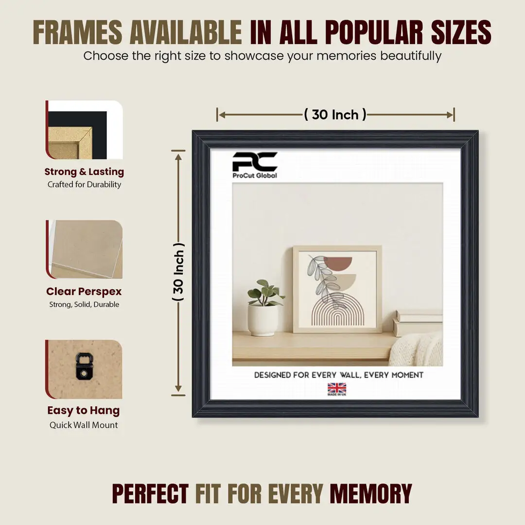 30x30" Classic Black Picture Frame - Elegant Wall Display For Photos & Artwork thumbnail 4