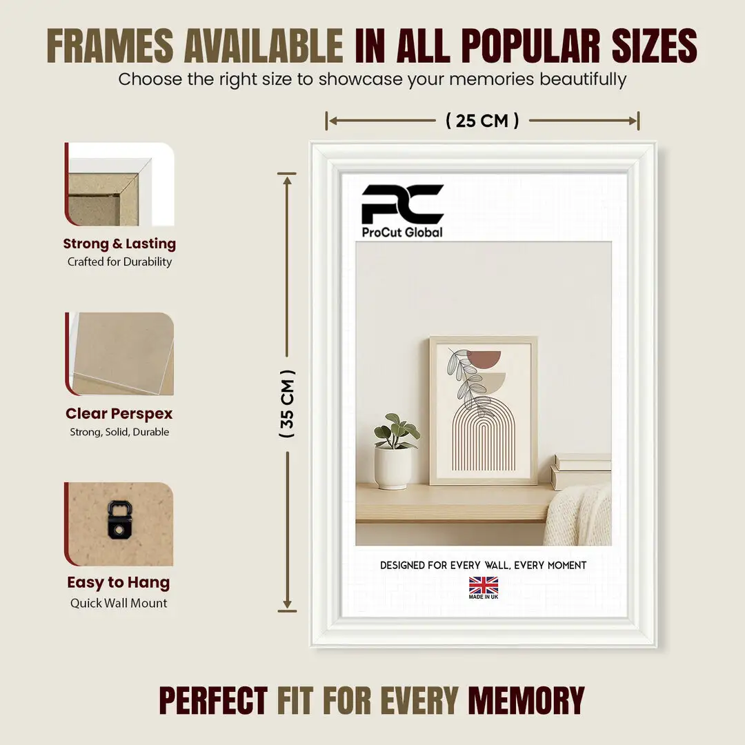 35x25cm Classic White Picture Frame - Timeless Wall Display For Family Photos & Artwork thumbnail 4