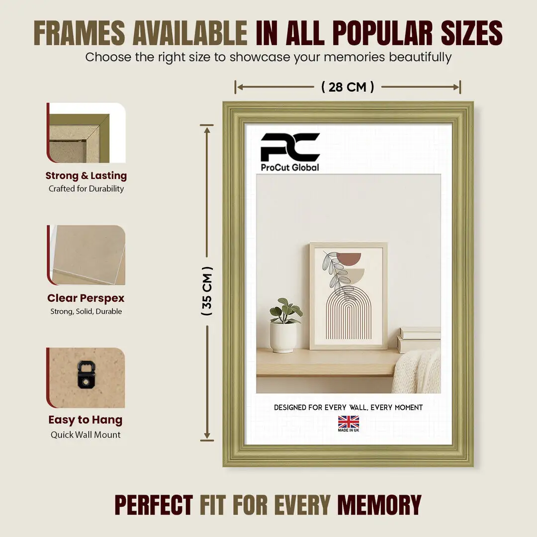 35x28cm Classic Gold Picture Frame - Timeless Wall Display For Family Photos & Artwork thumbnail 4