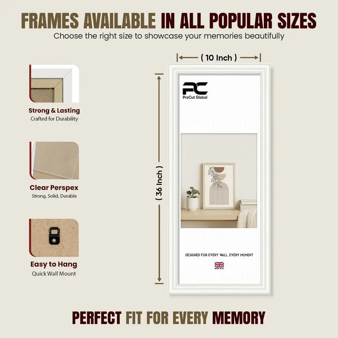 36x10" Classic White Picture Frame - Elegant Wall Display For Photos & Artwork thumbnail 4