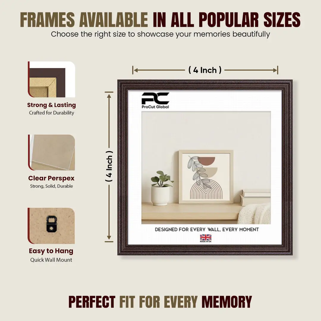 4x4" Classic Rose Wood Picture Frame - Timeless Wall Display For Family Photos & Artwork thumbnail 4