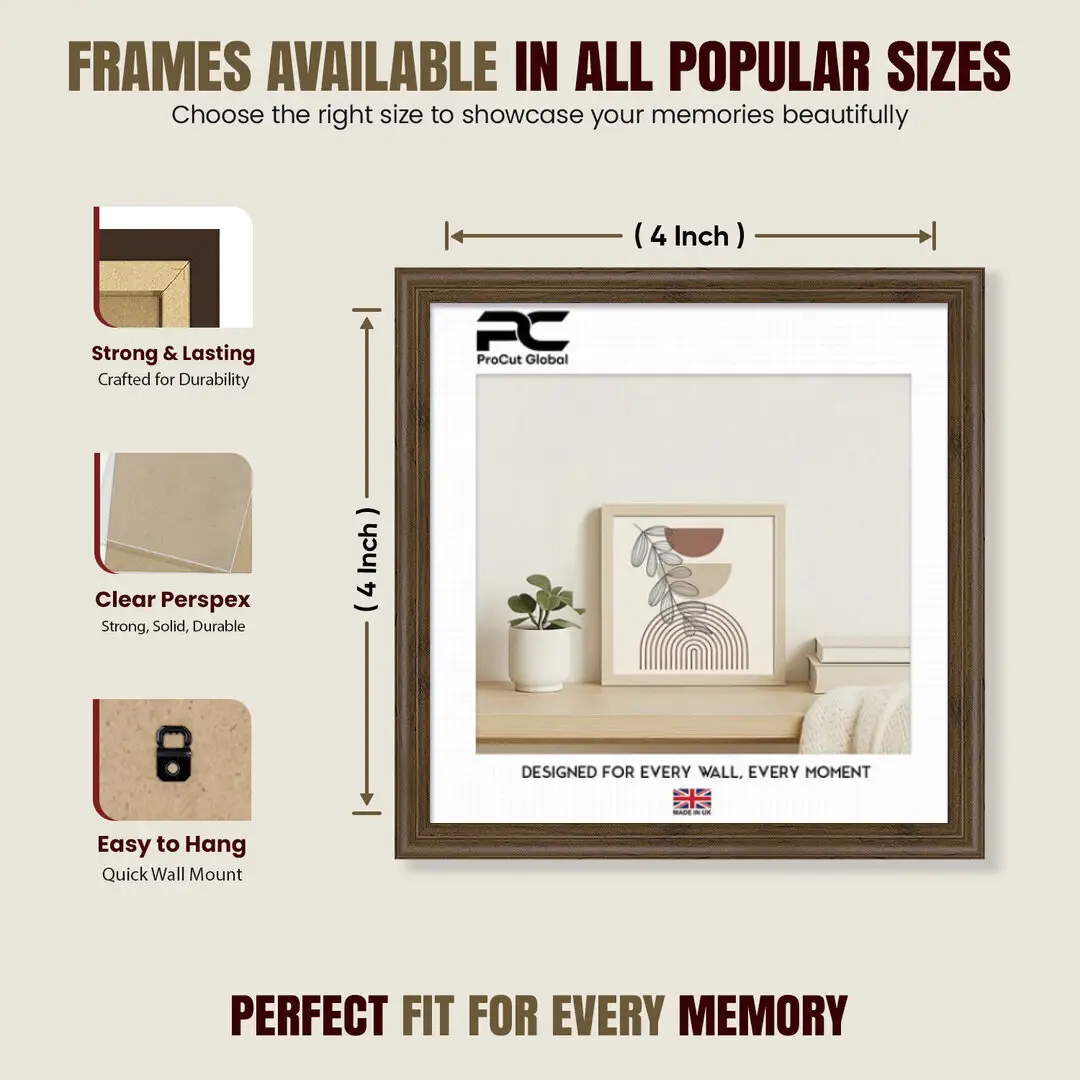 4x4" Classic Walnut Picture Frame - Timeless Wall Display For Family Photos & Artwork thumbnail 4