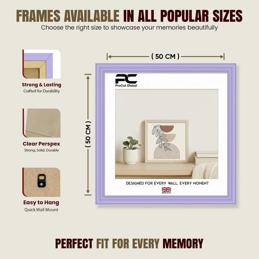 50x50cm Classic Purple Picture Frame - Timeless Wall Display For Family Photos & Artwork thumbnail 4