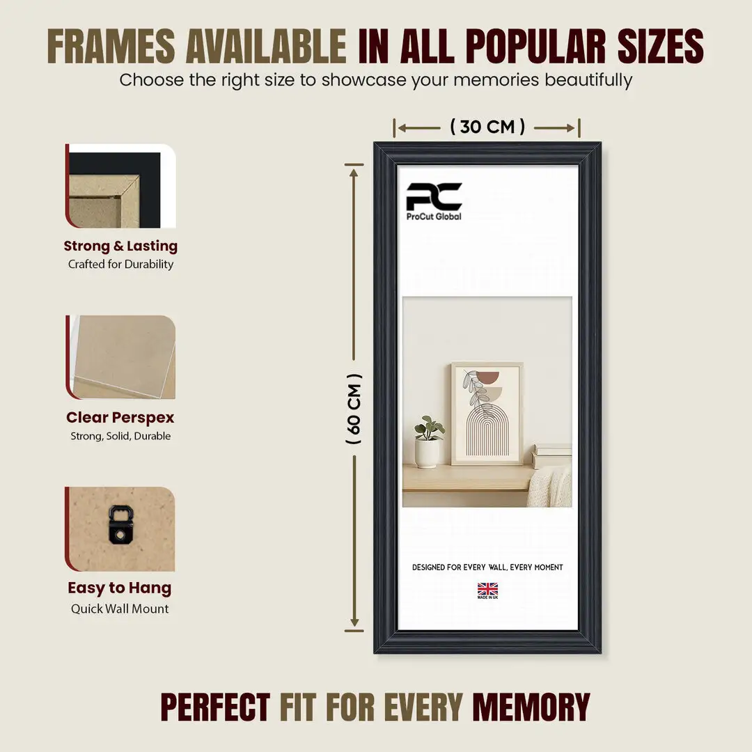 60x30cm Classic Black Picture Frame - Elegant Wall Display For Photos & Artwork thumbnail 4