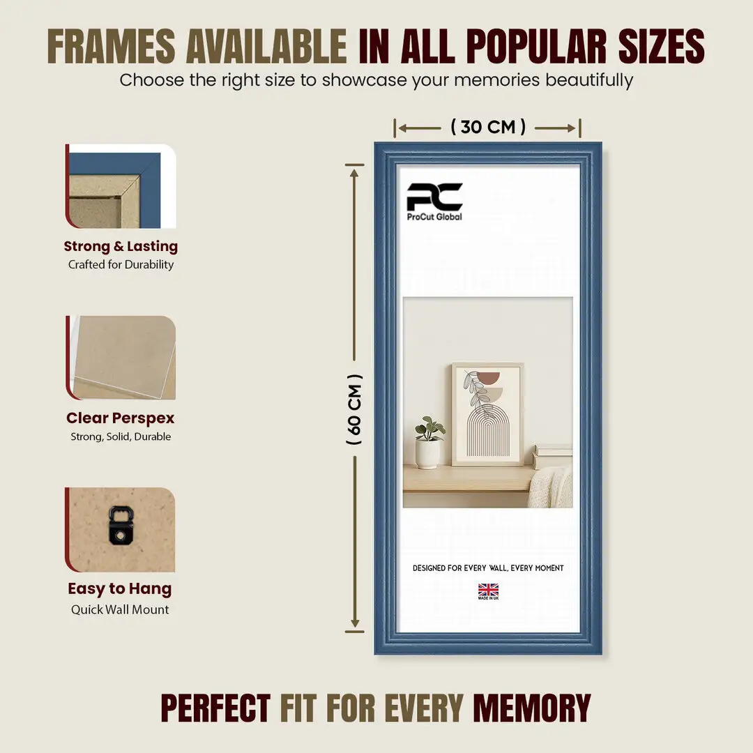 60x30cm Classic Navy Blue Picture Frame - Elegant Wall Display For Photos & Artwork thumbnail 4