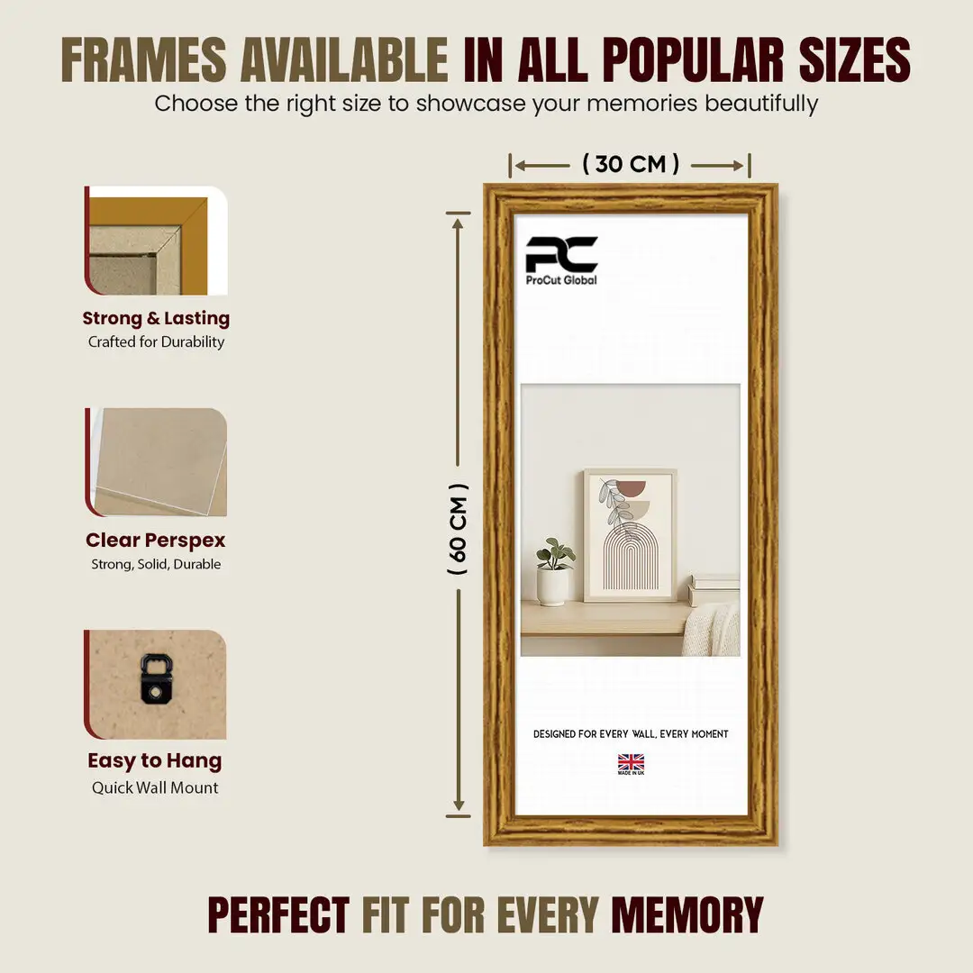 60x30cm Classic Oak Picture Frame - Elegant Wall Display For Photos & Artwork thumbnail 4