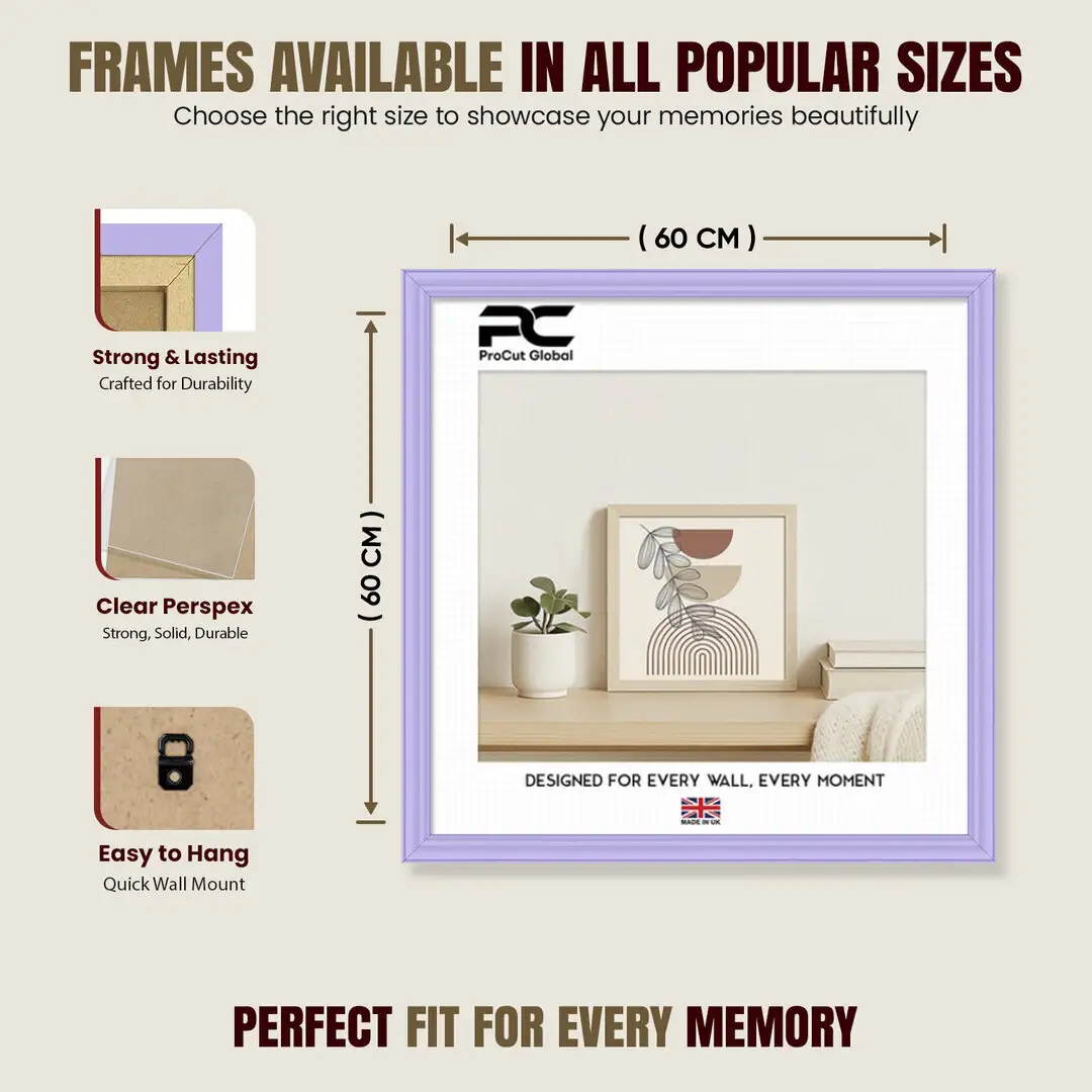 60x60cm Classic Purple Picture Frame - Timeless Wall Display For Family Photos & Artwork thumbnail 4