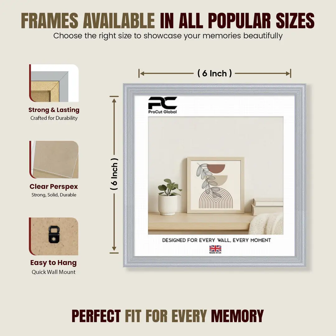 6x6" Classic Silver Picture Frame - Elegant Wall Display For Photos & Artwork thumbnail 4