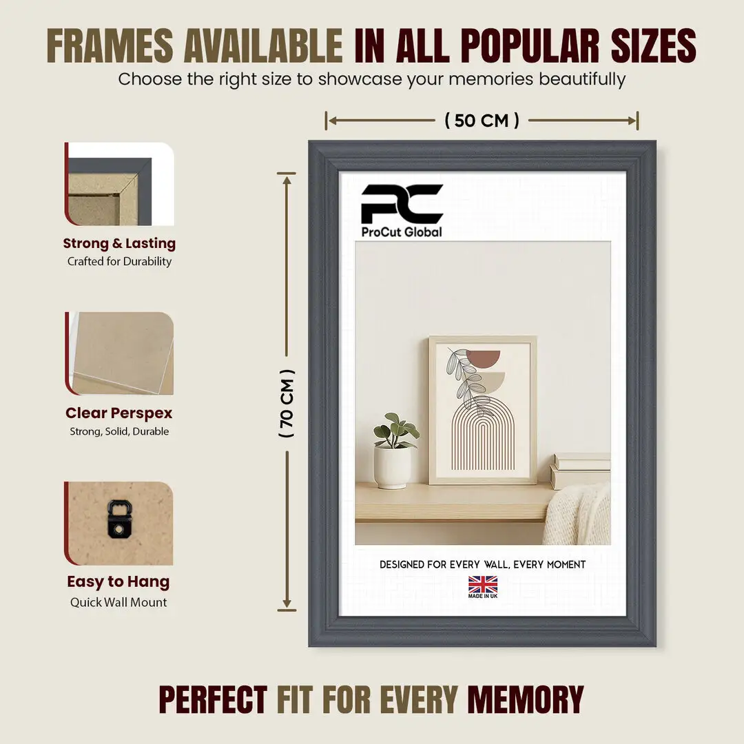 70x50cm Classic Dark Grey Picture Frame - Elegant Wall Display For Photos & Artwork thumbnail 4
