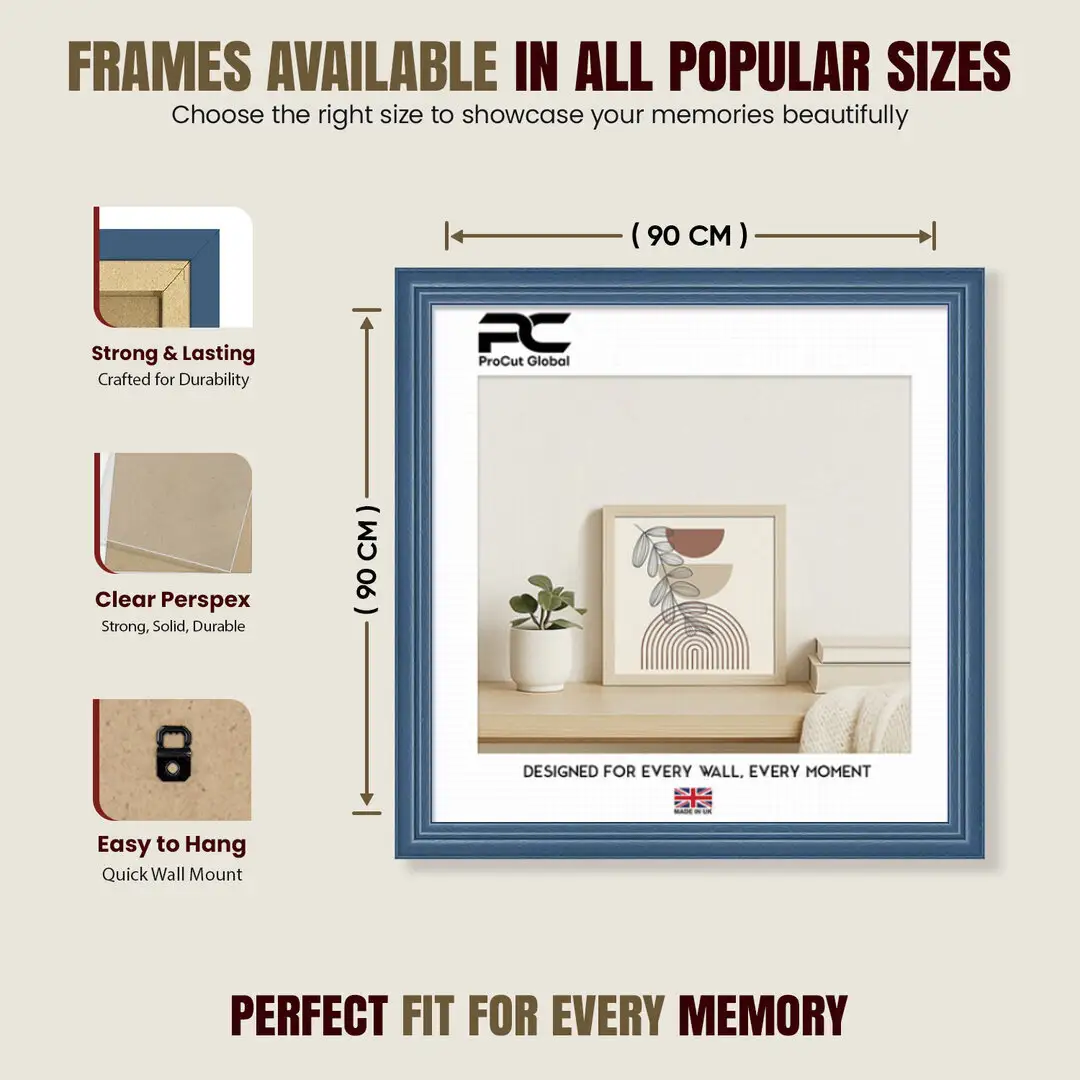 90x90cm Classic Navy Blue Picture Frame - Elegant Wall Display For Photos & Artwork thumbnail 4