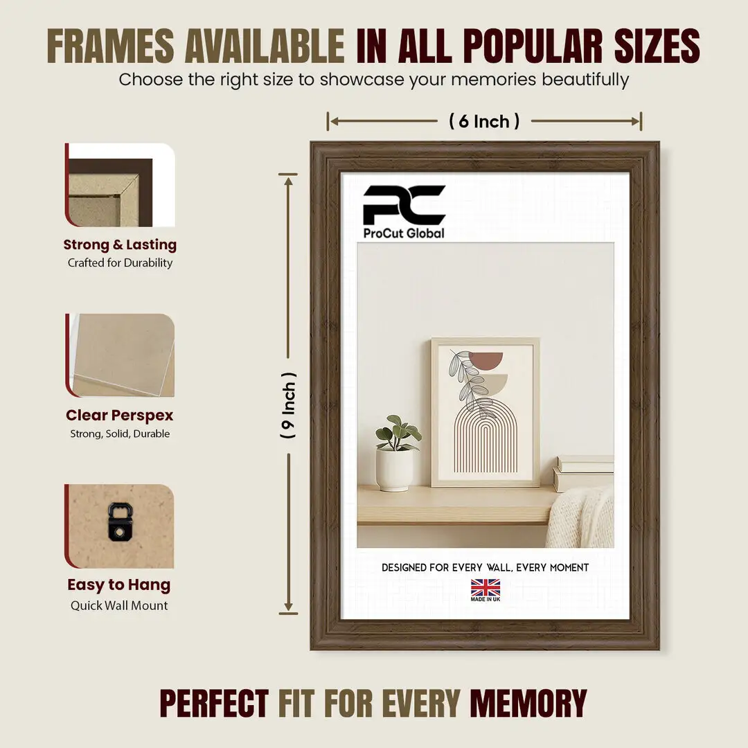 9x6" Classic Walnut Picture Frame - Elegant Wall Display For Photos & Artwork thumbnail 4