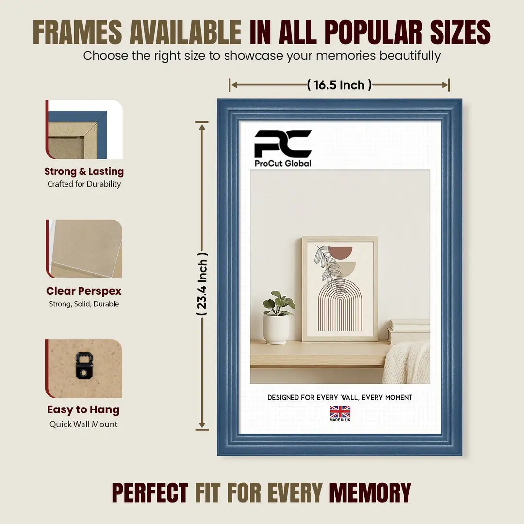 A2 Classic Navy Blue Picture Frame - Timeless Wall Display For Family Photos & Artwork thumbnail 4