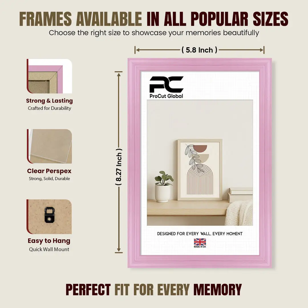 A5 Classic Pastel Pink Picture Frame - Elegant Wall Display For Photos & Artwork thumbnail 4