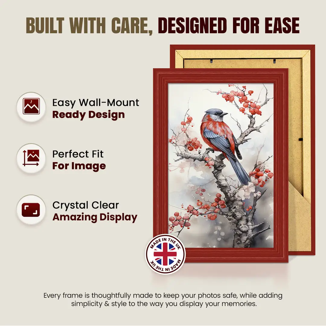 18x13cm Classic Red Picture Frame - Elegant Wall Display For Photos & Artwork thumbnail 7