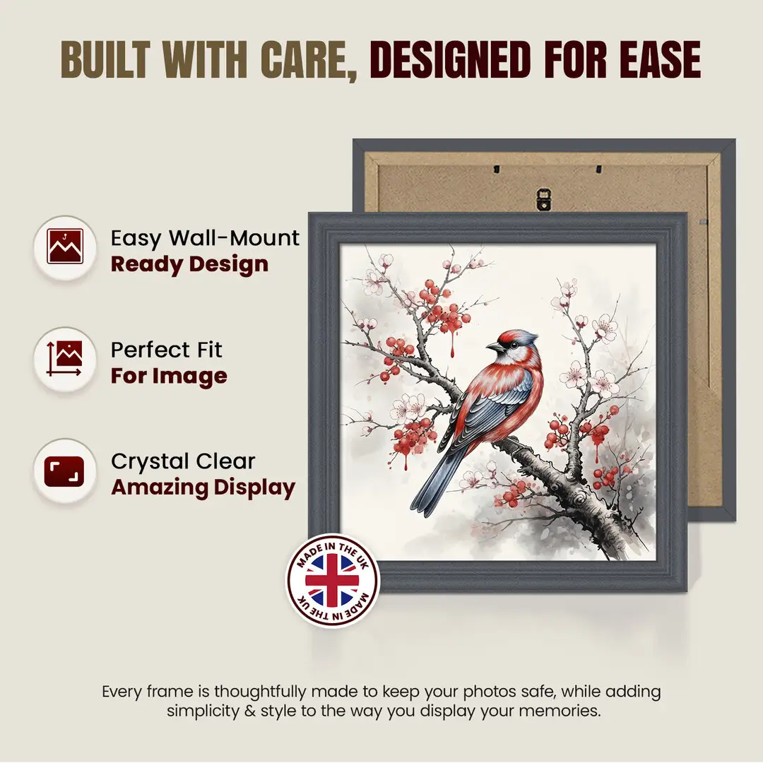 20x20cm Classic Dark Grey Picture Frame - Elegant Wall Display For Photos & Artwork thumbnail 7