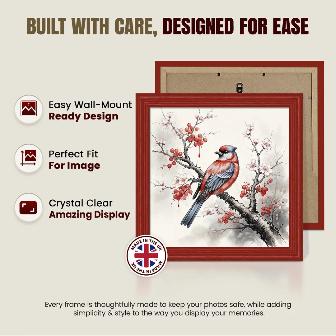 25x25cm Classic Red Picture Frame - Elegant Wall Display For Photos & Artwork thumbnail 7