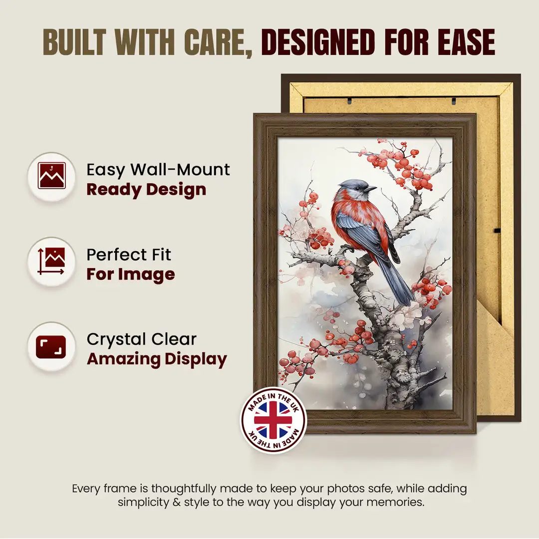 30x28cm Classic Walnut Picture Frame - Elegant Wall Display For Photos & Artwork thumbnail 7