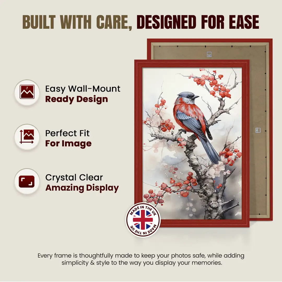 32x24" Classic Red Picture Frame - Elegant Wall Display For Photos & Artwork thumbnail 7