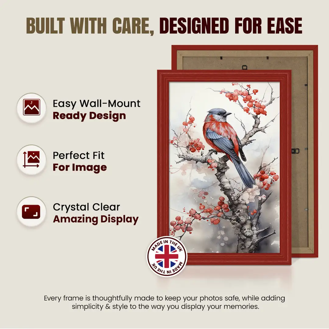 35x28cm Classic Red Picture Frame - Timeless Wall Display For Family Photos & Artwork thumbnail 7