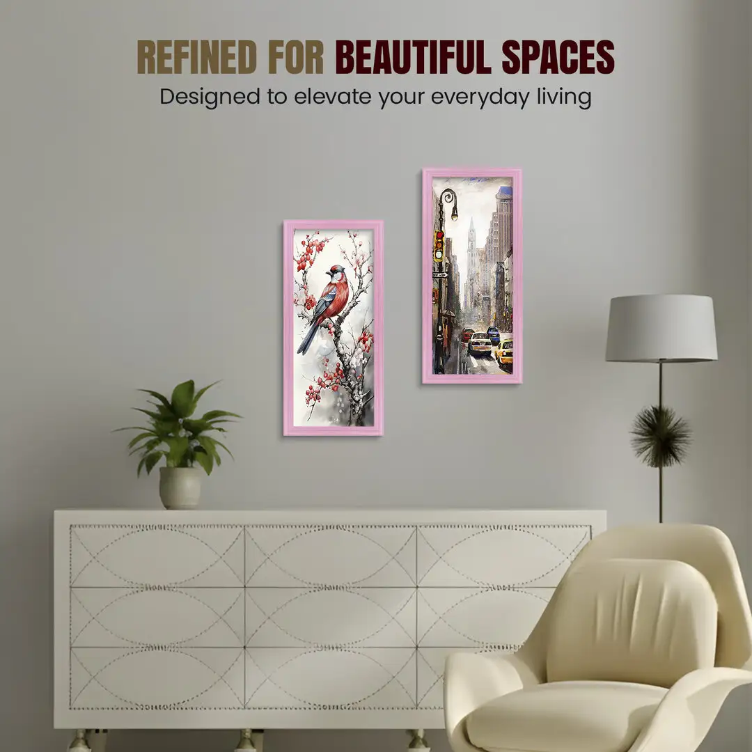 16x5" Classic Pastel Pink Picture Frame - Elegant Wall Display For Photos & Artwork thumbnail 2