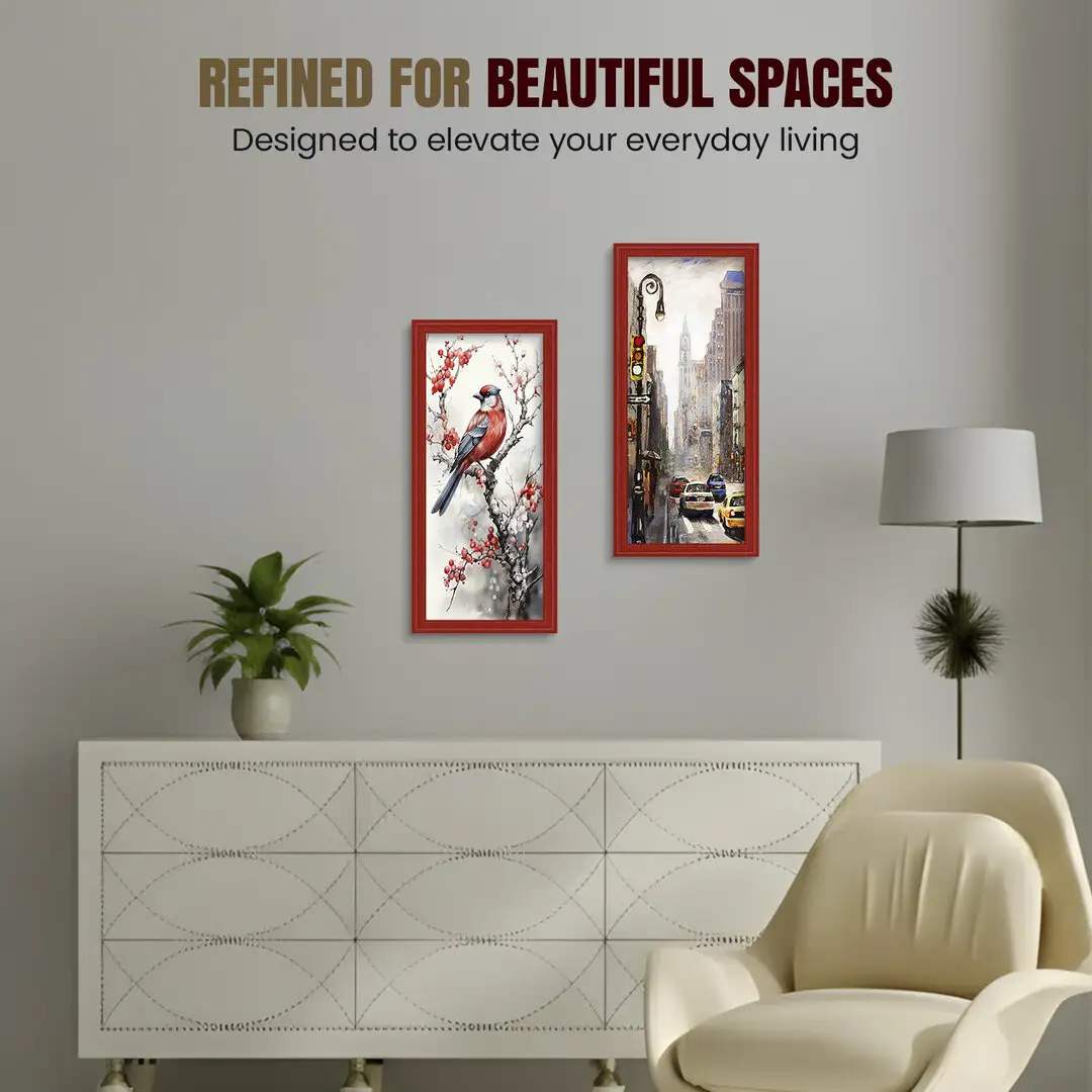 16x5" Classic Red Picture Frame - Elegant Wall Display For Photos & Artwork thumbnail 2