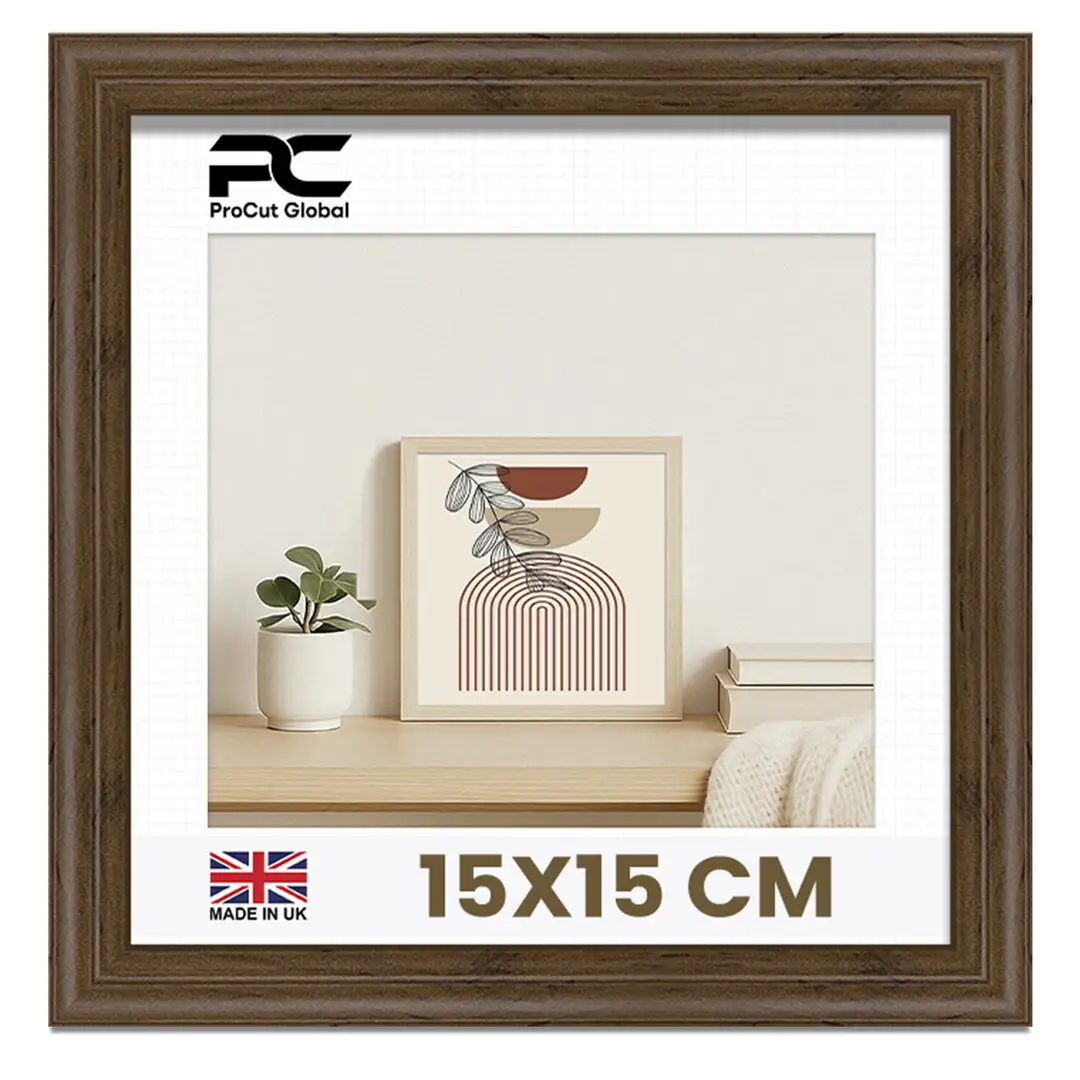 15x15cm Classic Walnut Picture Frame - Timeless Wall Display For Family Photos & Artwork