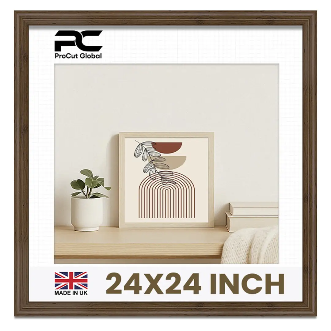 24x24" Classic Walnut Picture Frame - Elegant Wall Display For Photos & Artwork
