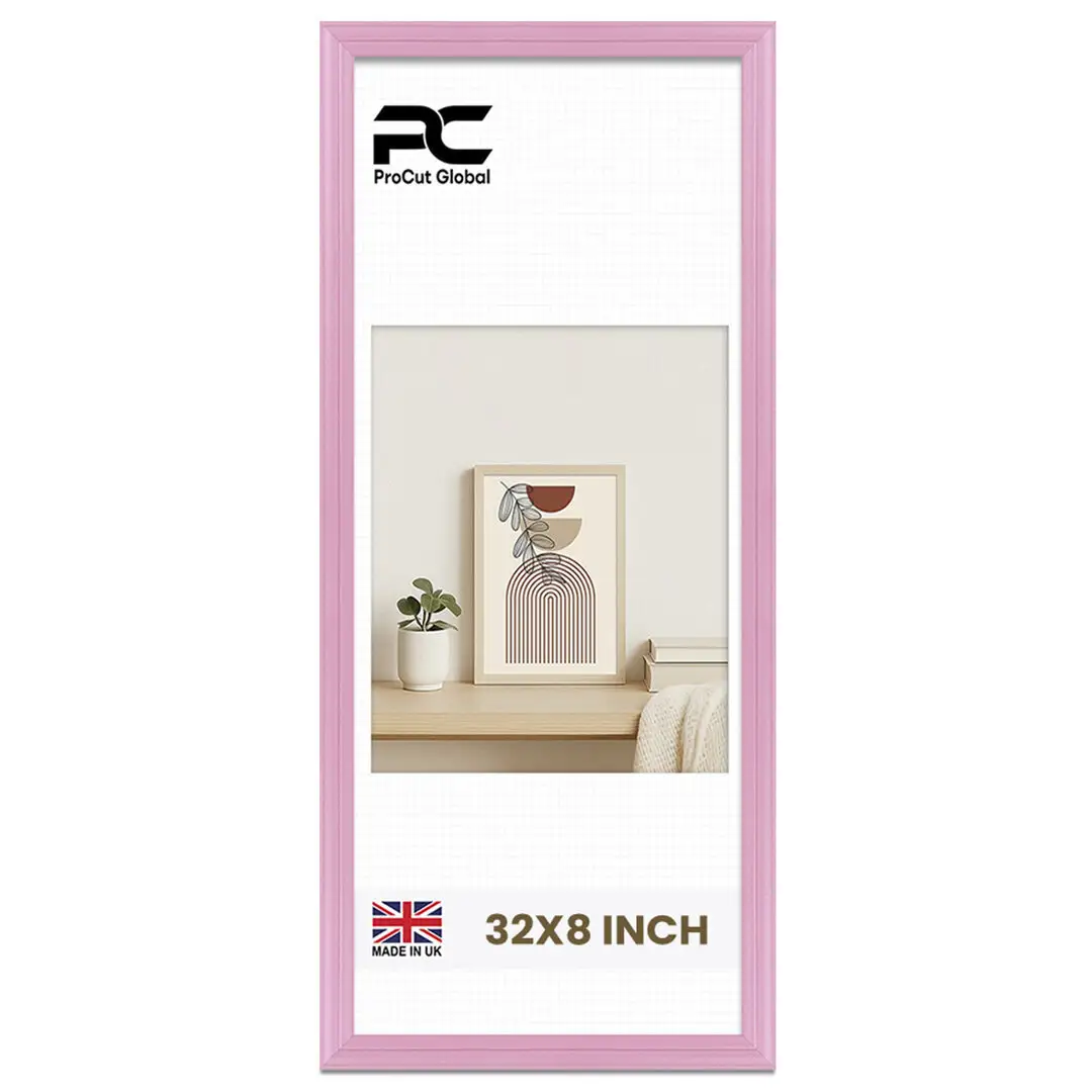 32x8" Classic Pastel Pink Picture Frame - Elegant Wall Display For Photos & Artwork